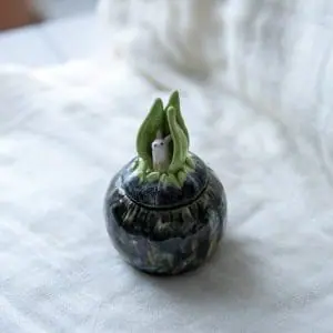 Charming bunny and hyacinth ceramic treasury box