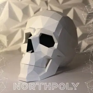 Skull Papercraft, Halloween, Pdf, Gurko, Low Poly, DIY Craft, 3D