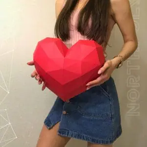 Heart Papercraft, St Valentines Day, Pdf, Gurko, Low Poly, DIY