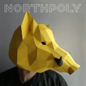 Boar Mask Papercraft, Hog Mask, Pdf, Gurko, Template, Low Poly