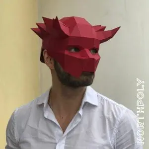 Horns Mask Papercraft, Halloween, Pdf, Gurko, Template, Low Poly