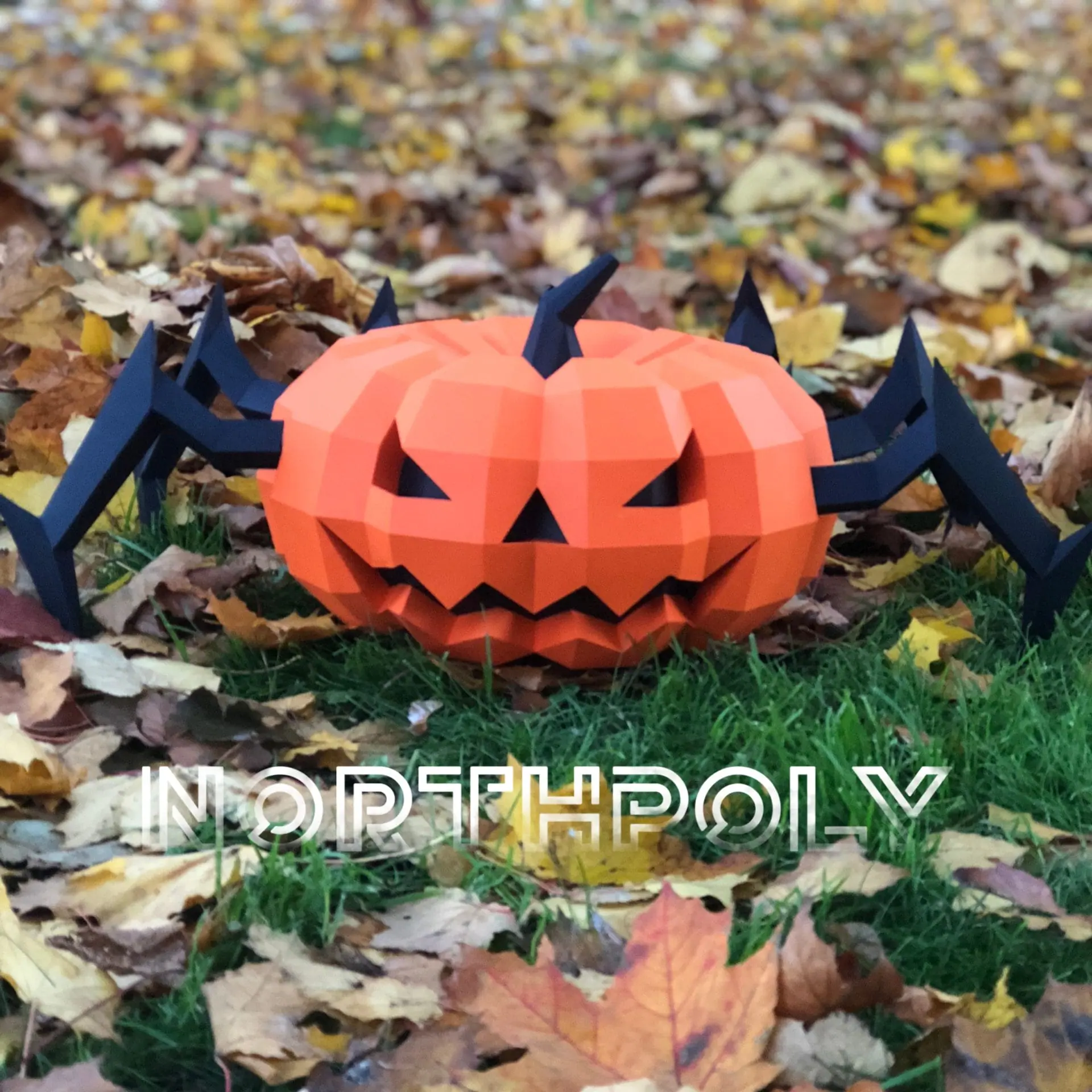 Pumpkin-Spider Papercraft, Halloween, Pdf, Gurko, Low Poly, DIY