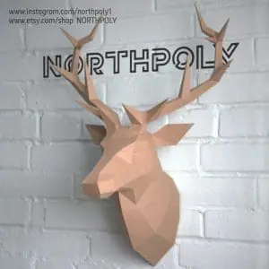 Papercraft Deer Head №3, Pdf, Gurko, Template, Low Poly, DIY