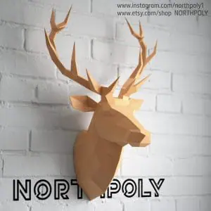 Papercraft Deer Head №2, Pdf, Gurko, Template, Low Poly, DIY
