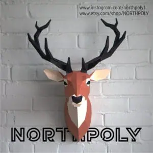 Papercraft Deer Head №1, Pdf, Gurko, Template, Low Poly, DIY