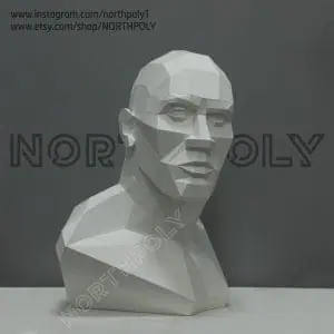 Male Bust Papercraft, Pdf, Gurko, Template, DIY Craft, Low poly