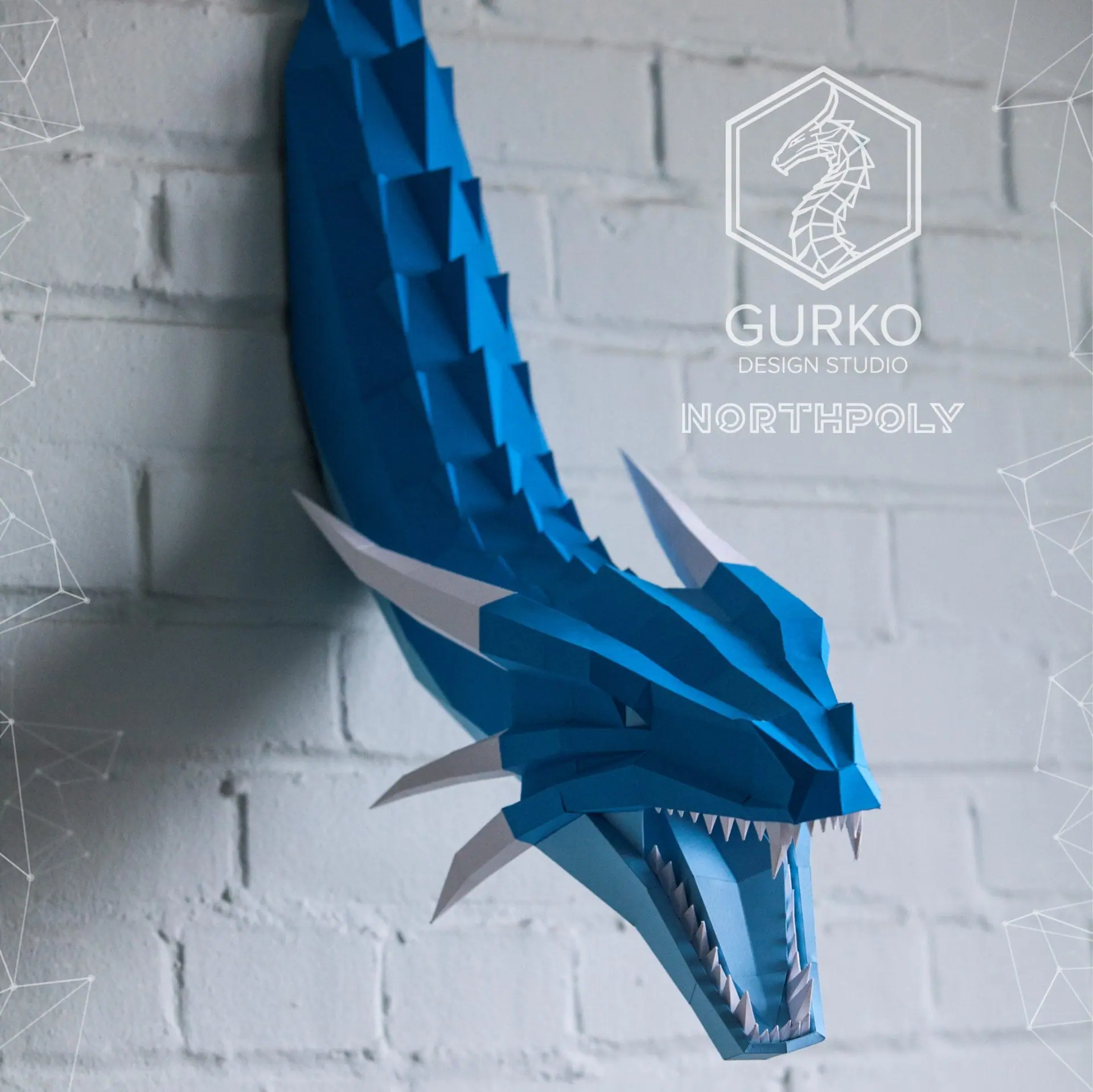 Ice Dragon Papercraft, Pdf, Gurko, Template, Low Poly, DIY Craft
