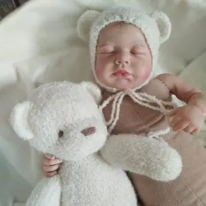 Bear set:cap, romper, bear toy( Italian boucle)