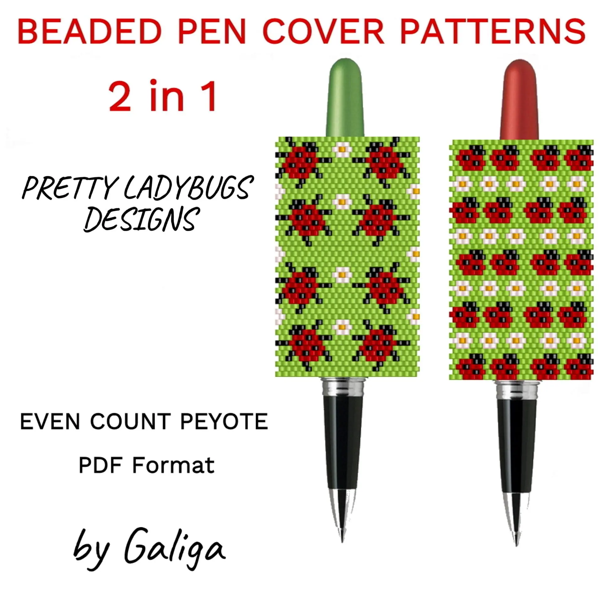 Ladybug Bead Pen Wraps Designs Pen Cover Patterns Beaded DIY