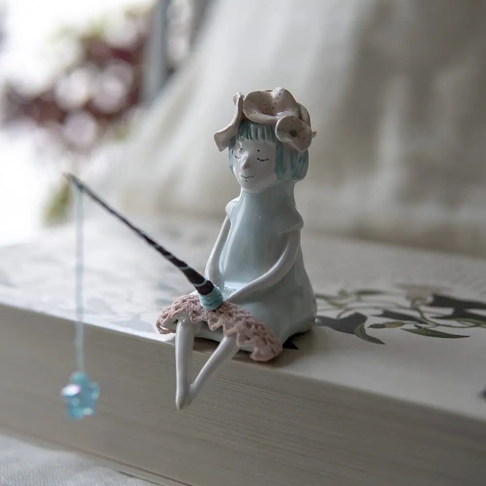 Cute ceramic art doll, Bookshelf decor, Ooak doll 2 Cute ceramic art doll, Bookshelf decor, Ooak doll - Image 2