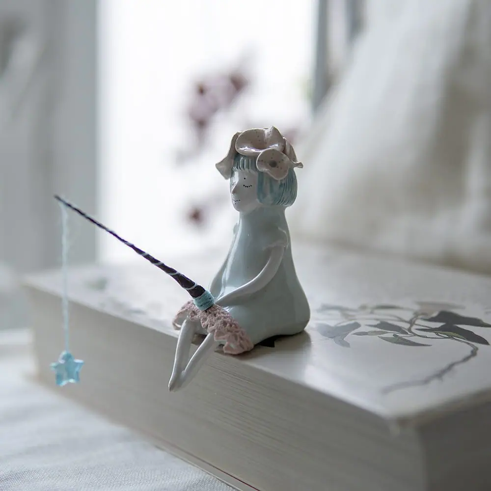 Cute ceramic art doll, Bookshelf decor, Ooak doll 1 Cute ceramic art doll, Bookshelf decor, Ooak doll