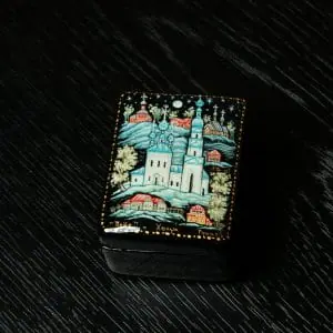 Small village lacquer box Plyos decorative miniature art