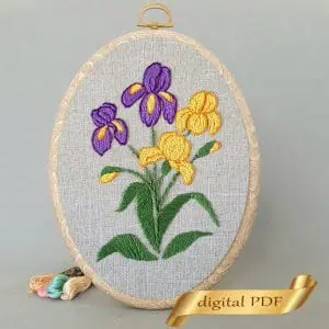 Bright irises pattern pdf hand embroidery