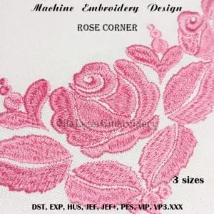 Pink rose embroidery design
