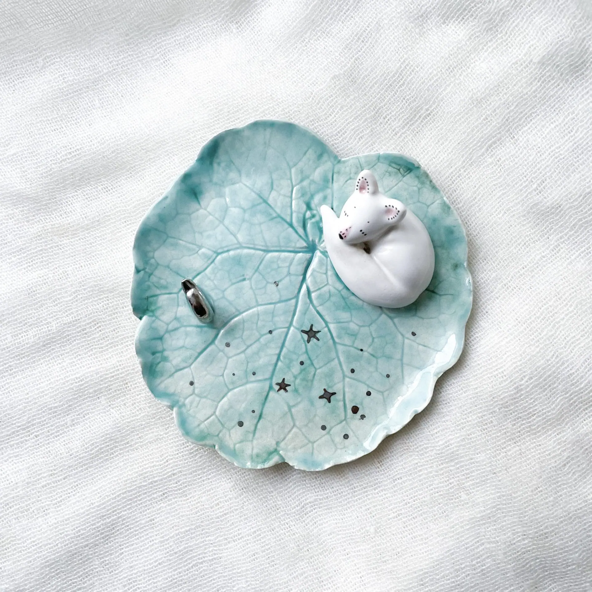 Arctic Fox Ring Dish, Whimsical Fox Lover's Gift 3 Arctic Fox Ring Dish, Whimsical Fox Lover's Gift - Image 3