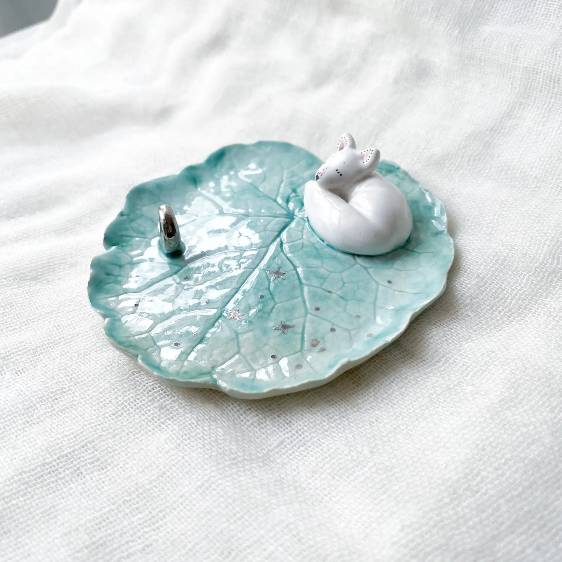 Arctic Fox Ring Dish, Whimsical Fox Lover's Gift 4 Arctic Fox Ring Dish, Whimsical Fox Lover's Gift - Image 4