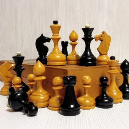 Antique Soviet Wooden Chess set. Russian chess.Vintage chess USSR