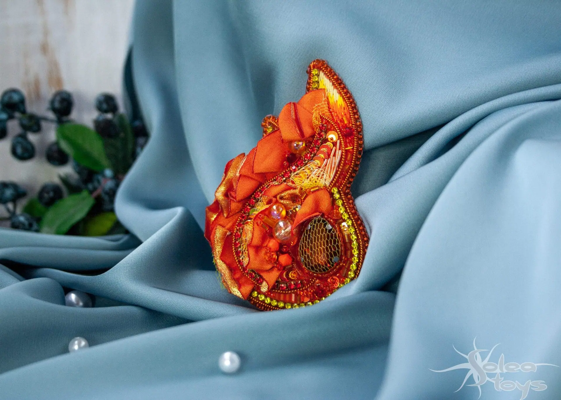 Orange fire brooch, fashion jewelry, rust wedding brooch