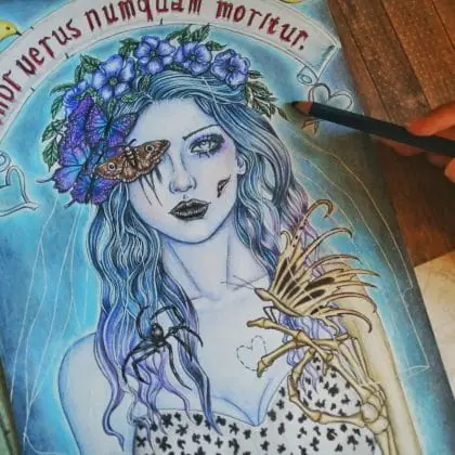 A single coloring page “True Love Never Dies”
