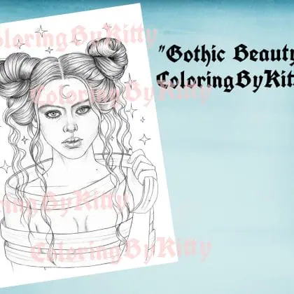 Digital coloring page “Gothic Beauty”