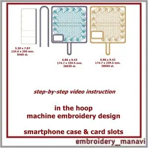 In the hoop embroidery design smartphone 2.96 x 6.56 case