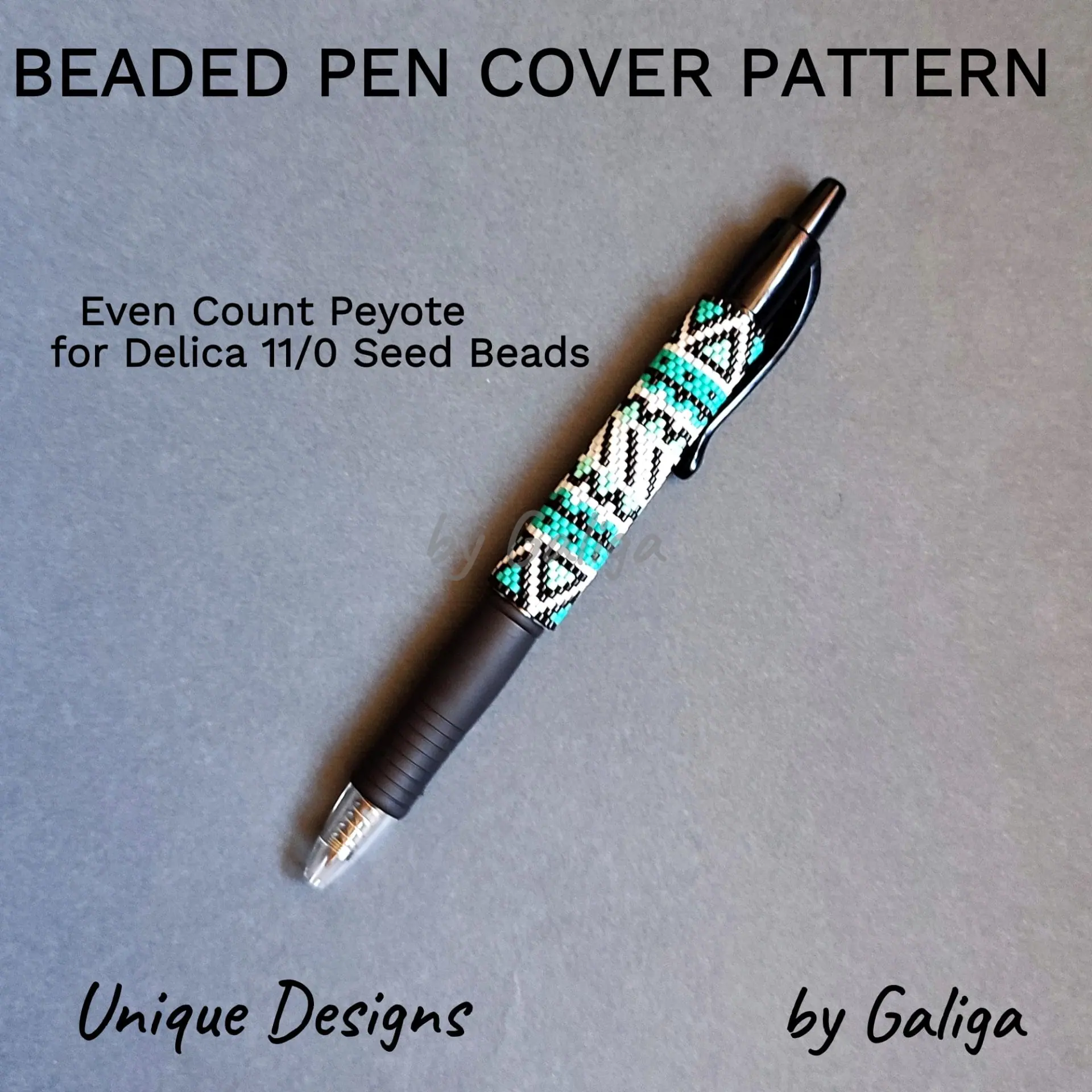Turquoise Pen Cover Pattern Beaded Pen Wrap DIY Beading PDF