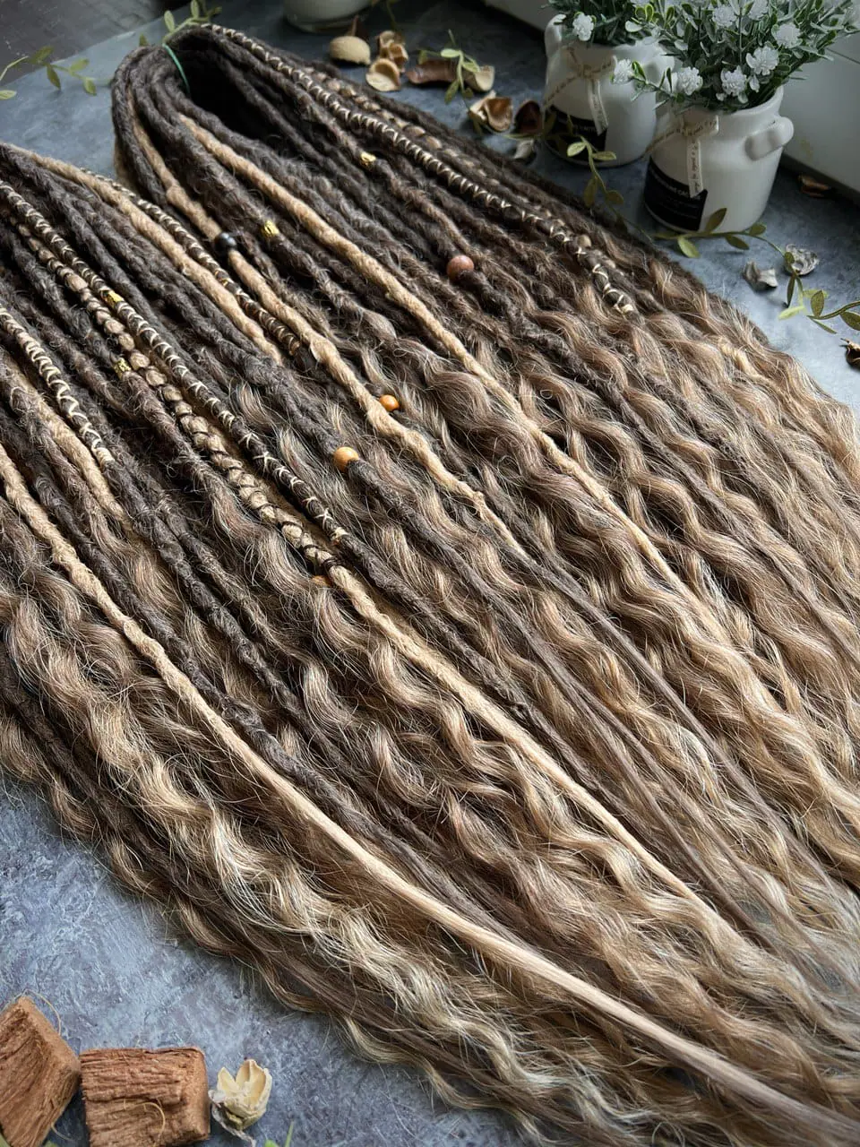 Light brown boho dreads and curls, the effect sun-bleached hairs 2 Light brown boho dreads and curls, the effect sun-bleached hairs - Image 2
