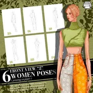 Templates, Body poses set of female figure Front View 2