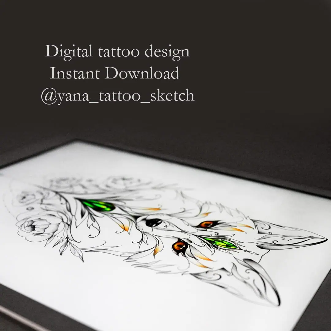 Fox Tattoo Design Ornamental Fine Line Fox Tattoo Drawing Idea
