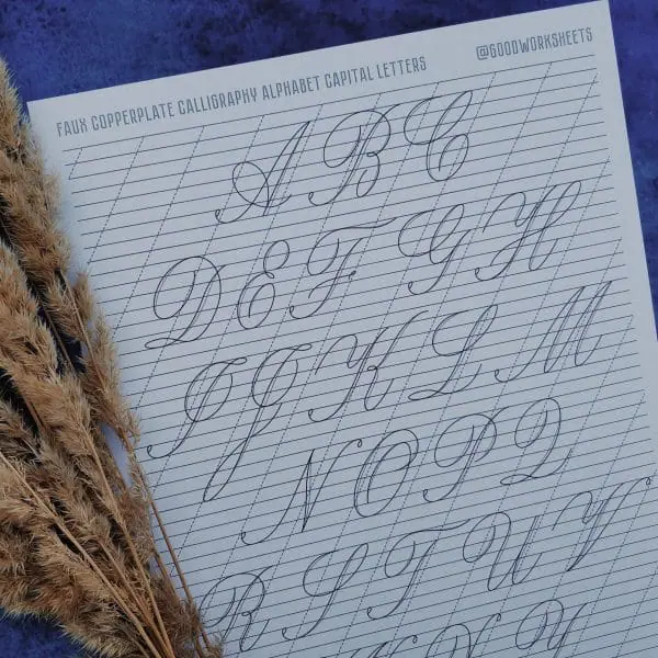 Faux Calligraphy Capital letters Printable Worksheets - Crealandia