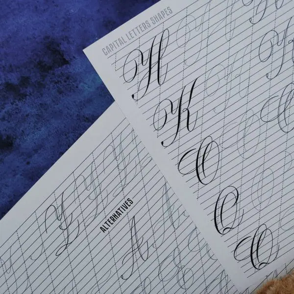 Faux Calligraphy Capital letters Printable Worksheets - Crealandia