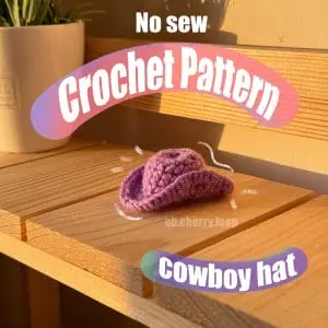 US Pattern Cowboy Hat no sew, keychain crochet