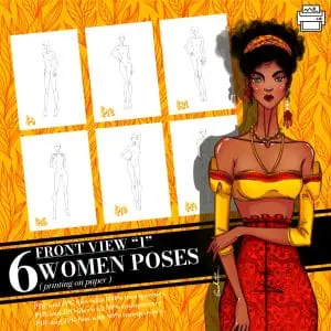 Templates, Body poses set of female figure Front View1