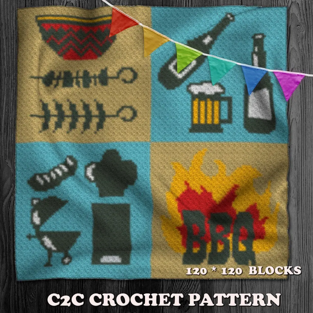 I love BBQ C2C crochet blanket