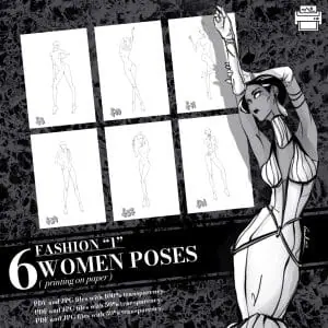 Templates, Body poses set of female figure Fashion 1