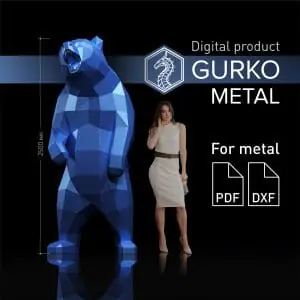 Angry Bear Metal Papercraft, DXF, Gurko, Pepakura, Metalart, 3D