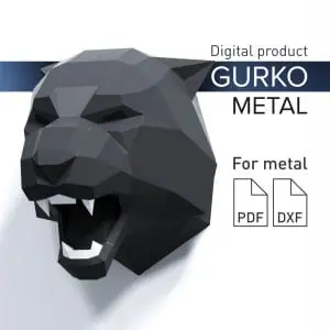 Tiger Head Metal Papercraft, DXF, Gurko, Pepakura, Metalart, 3D