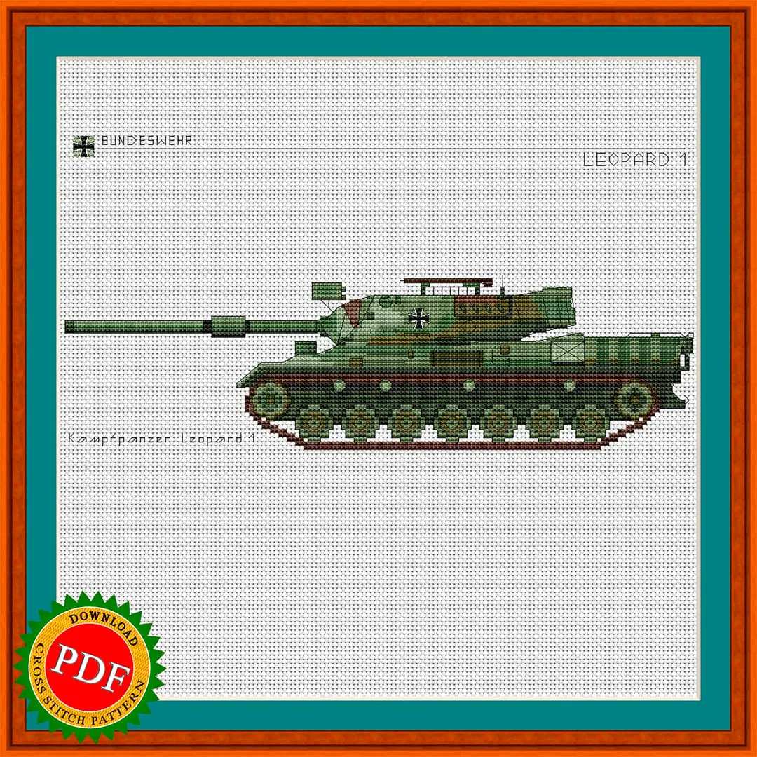 Leopard Tank Cross Stitch Pattern | German Leopard 1 Tank Chart