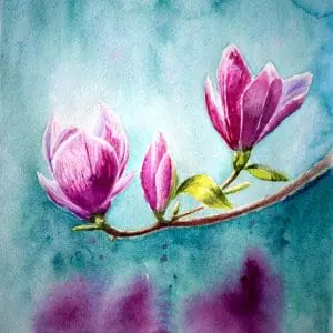 Magnolia flower modern abstract home wall decor original art