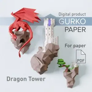 Papercraft Flying Island. Dragon Tower, Pdf, Gurko, Pepakura