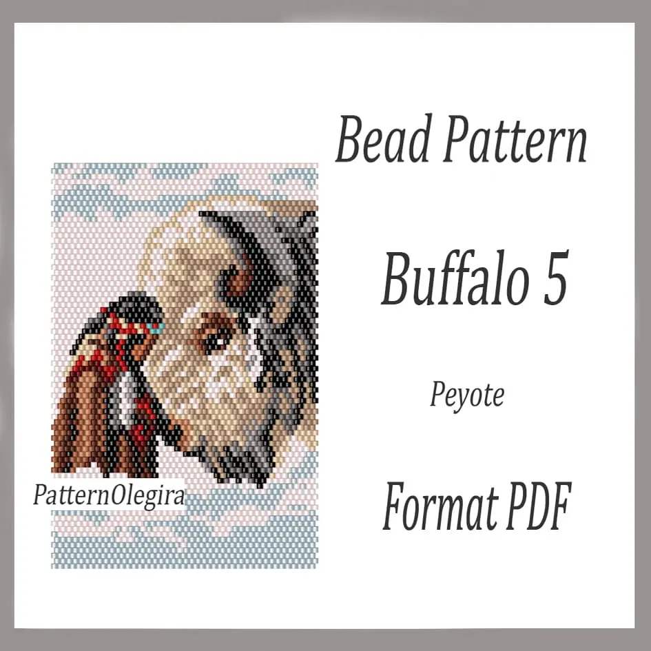 BUFFALO 5 Tapestry bead pattern PDF file Bead peyote pattern