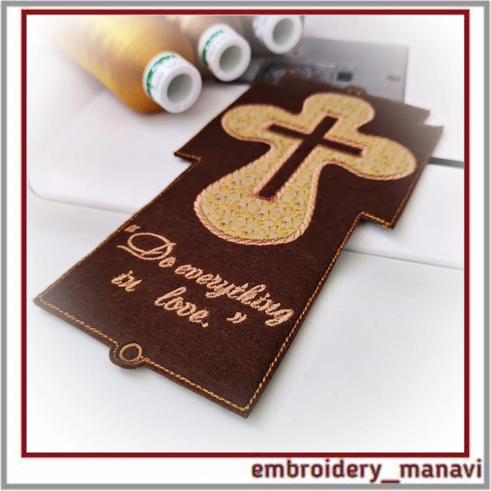 Christian embroidery - Design pendant or bookmark Cross 5 Christian embroidery - Design pendant or bookmark Cross - Image 5