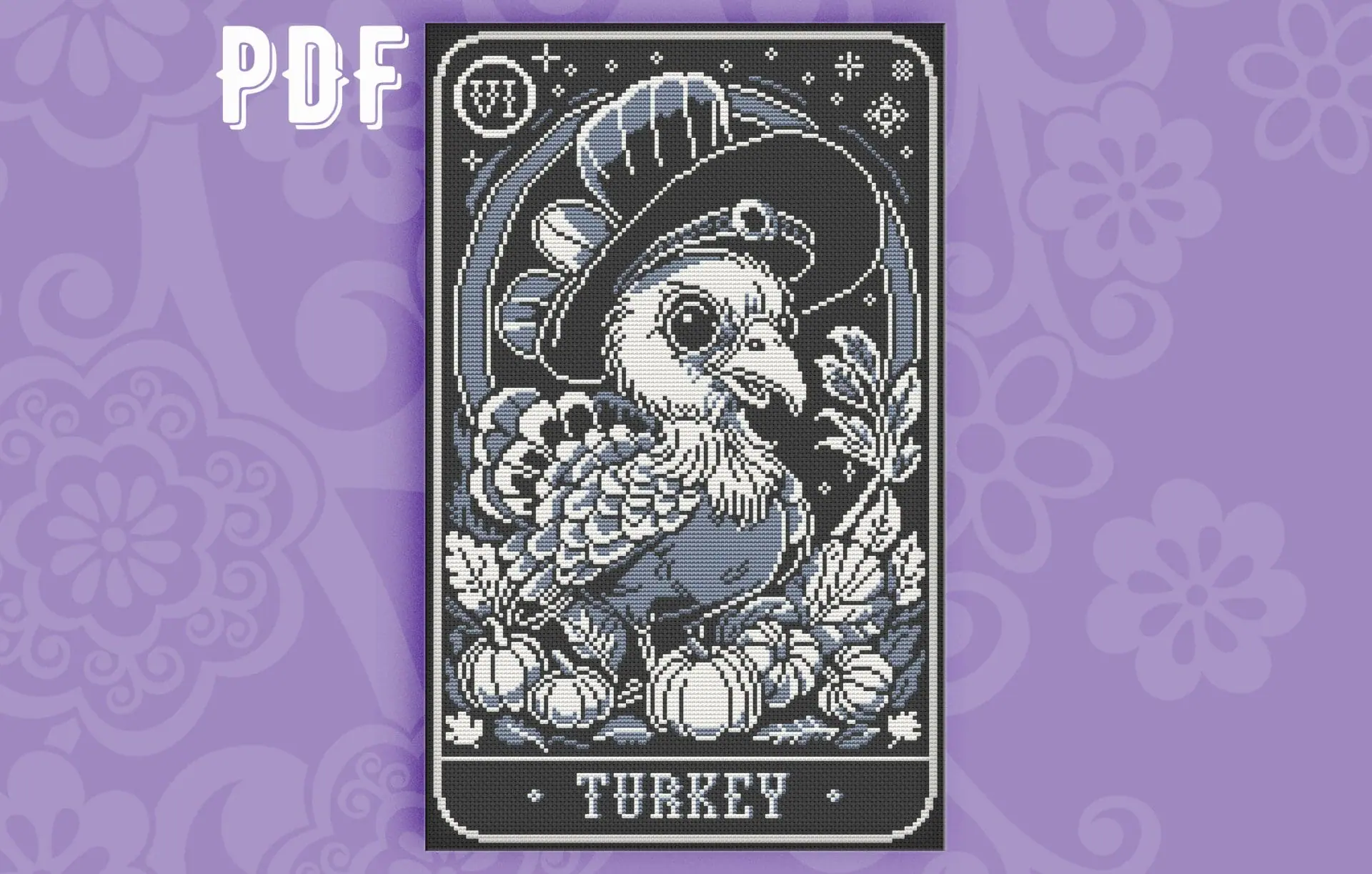Cross stitch pattern Plague doctor Tarot Card
