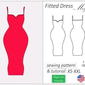 Image and decription of midi dress pattern Megan