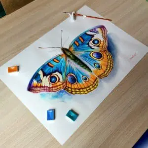 Butterfly ionia painting, fine art, Colorful fashion, iriginal wc