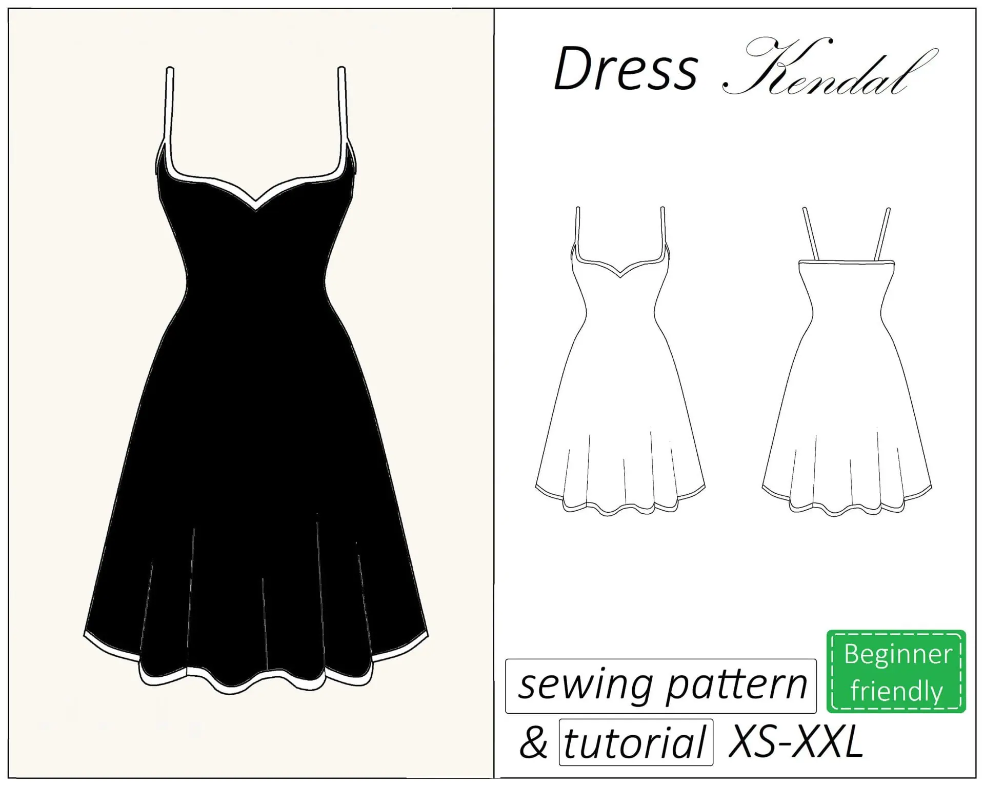 Sweetheart dress sewing pattern PDF Kendal + detailed tutorial - Crealandia