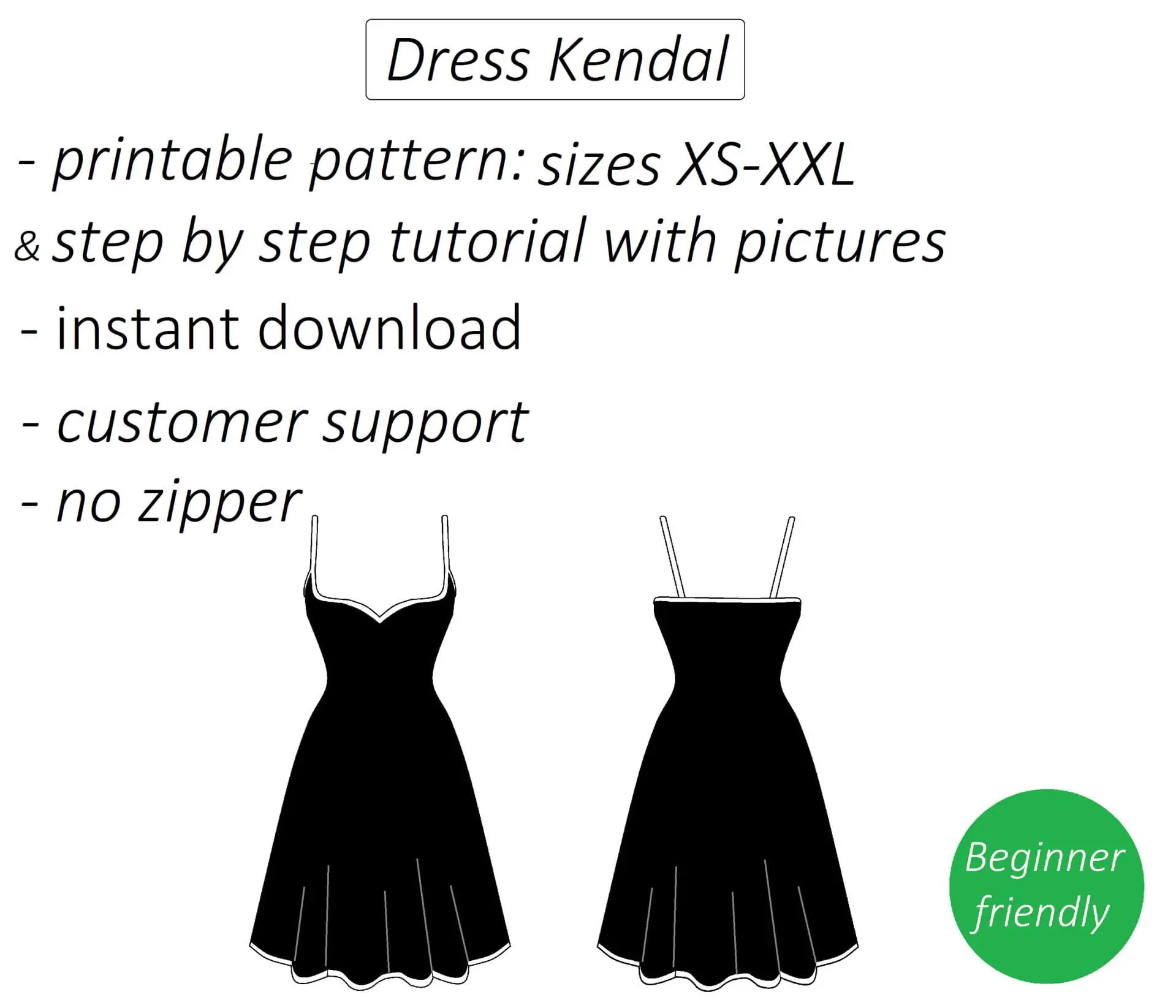 Sweetheart dress sewing pattern PDF Kendal + detailed tutorial 2 sweetheart dress sewing pattern