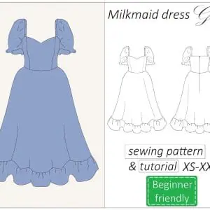 Milkmaid dress with ruffle sewing pattern