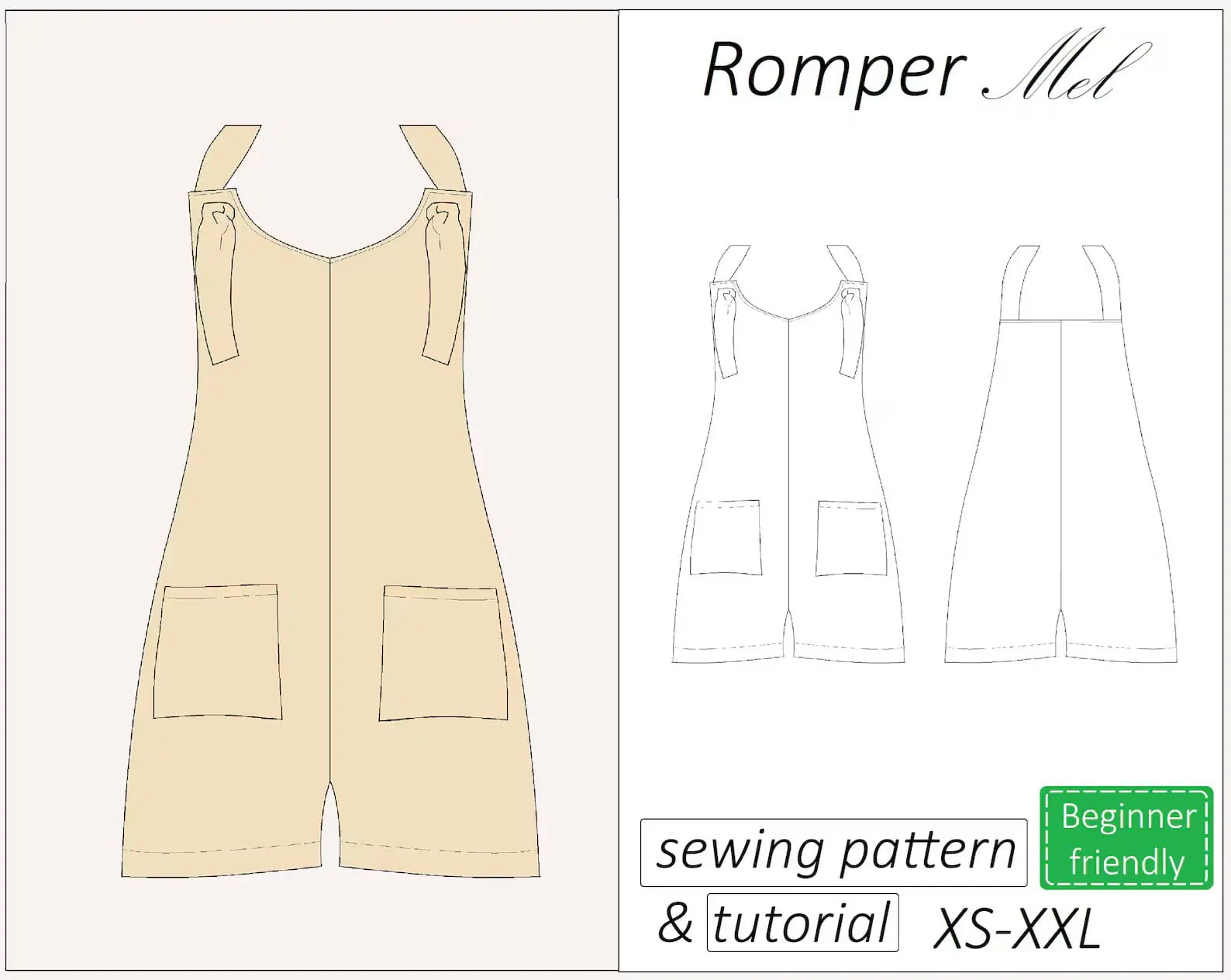 Romper sewing pattern PDF Mel + detailed tutorial 1 romper sewing pattern