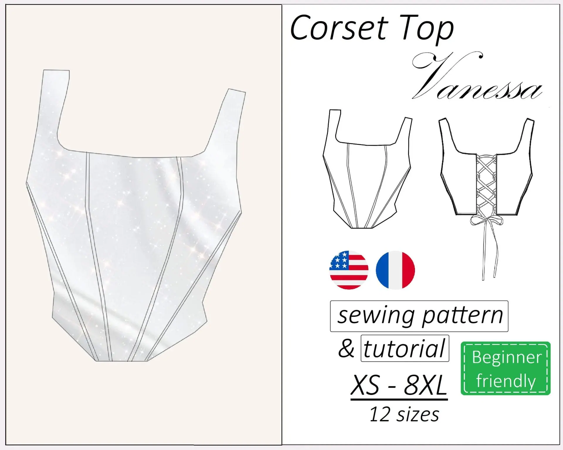 corset-top-sewing-pattern-pdf-vanessa-detailed-tutorial-crealandia for Free Printable Corset Top Pattern Corset top sewing pattern PDF Vanessa + detailed tutorial - Crealandia for Free Printable Corset Top Pattern